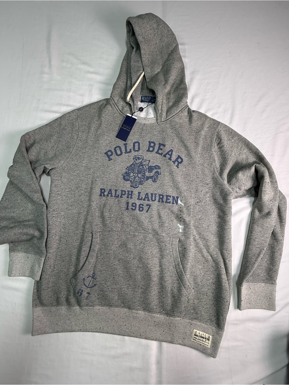 Polo Ralph Lauren Men’s Graphic Naval Polo Bear Hoodie Sweater Sz XL/TG